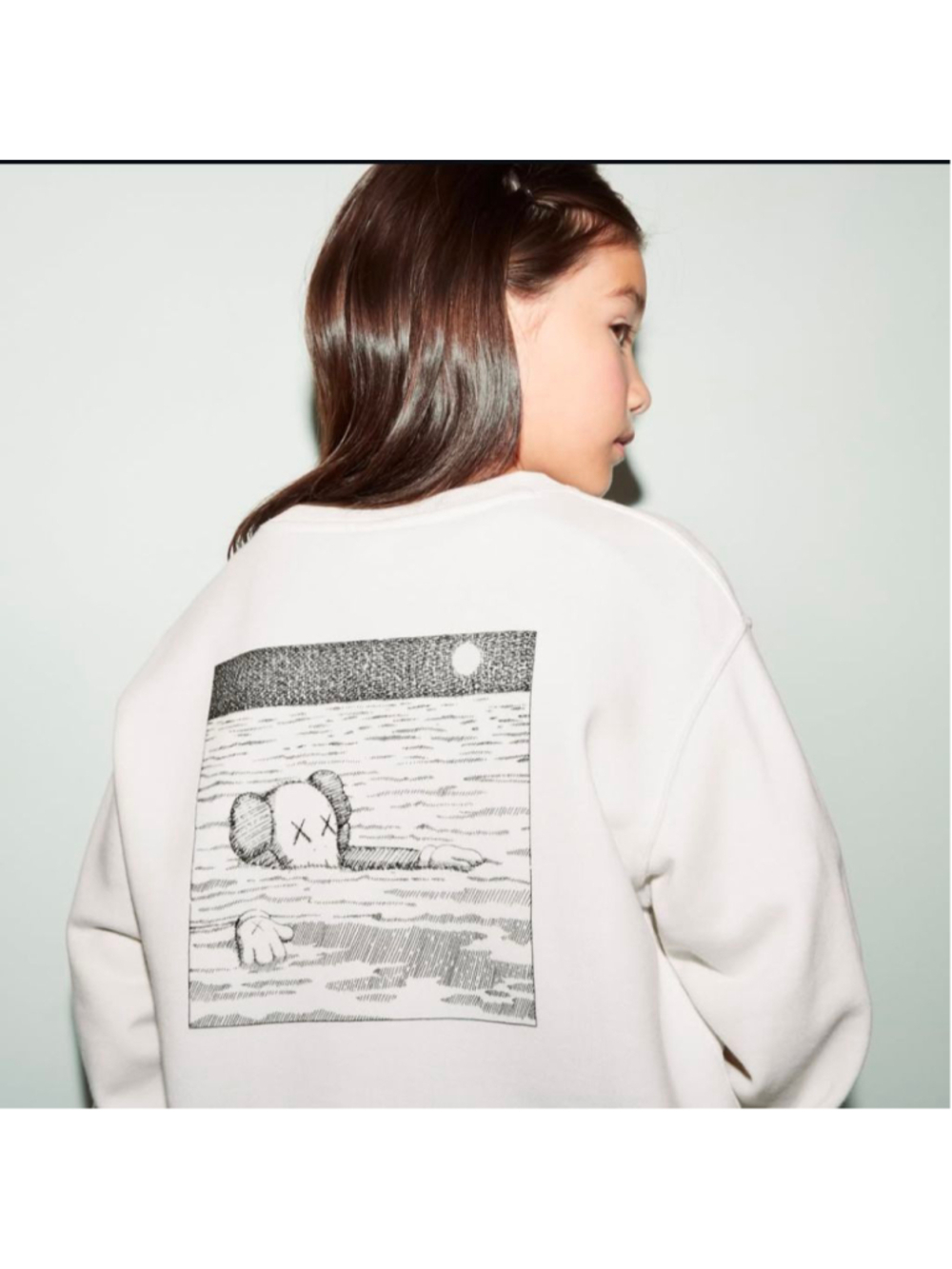 Kids Uniqlo x KAWS Crewneck Sweatshirt 5-6yo White Grey Black